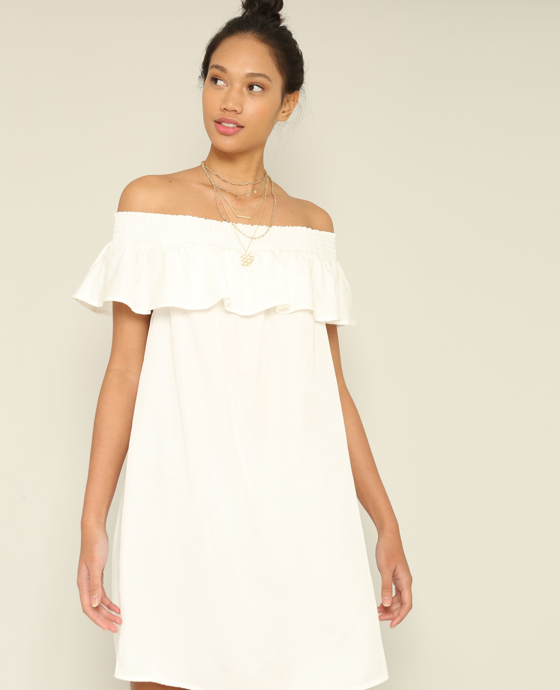 Robe blanche bardot sale