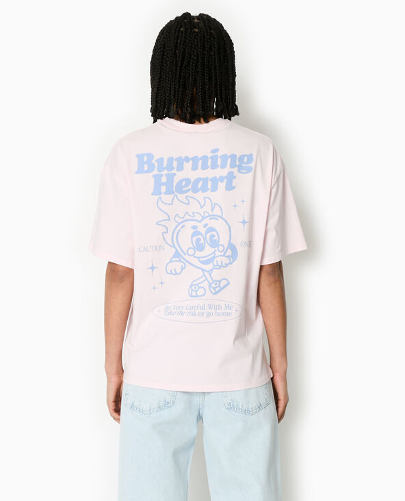 T-shirt oversize avec print poitrine et dos rose - Pimkie