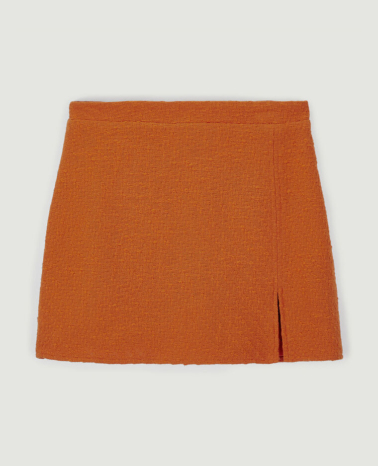 Jupe-short en tweed orange - Pimkie