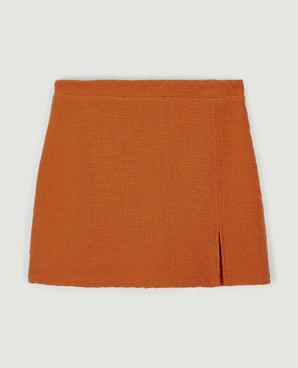 Jupe-short en tweed orange - Pimkie