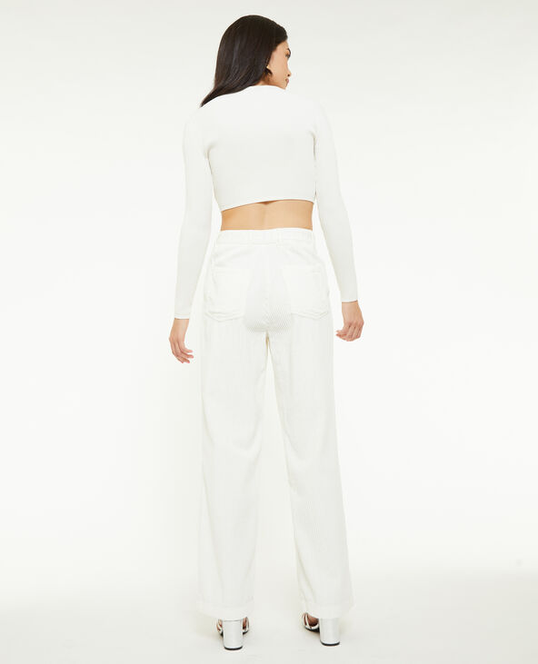 Pantalon velours droit avec pinces blanc - Pimkie
