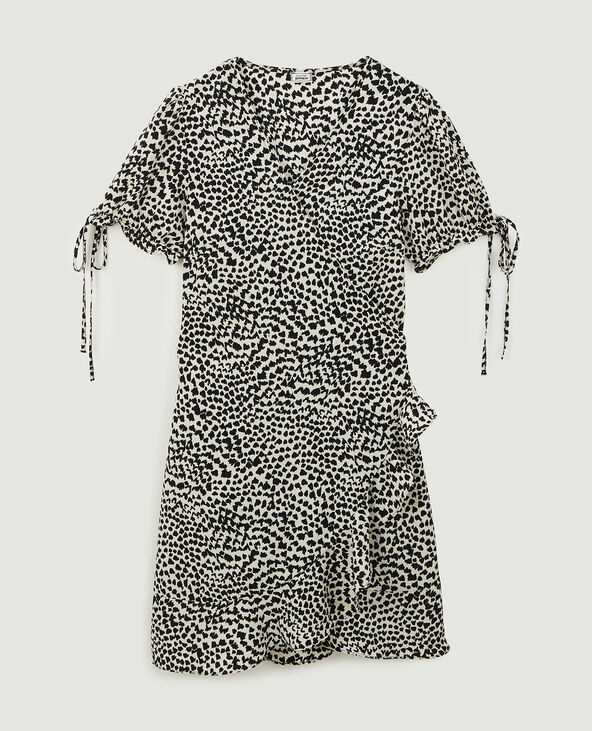 Robe courte porte-feuille avec volant noir - Pimkie