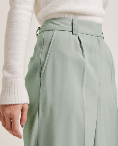 Pantalon large en toile fluide vert - Pimkie