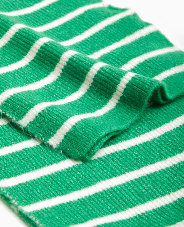 Echarpe en maille rayée vert foncé - Pimkie