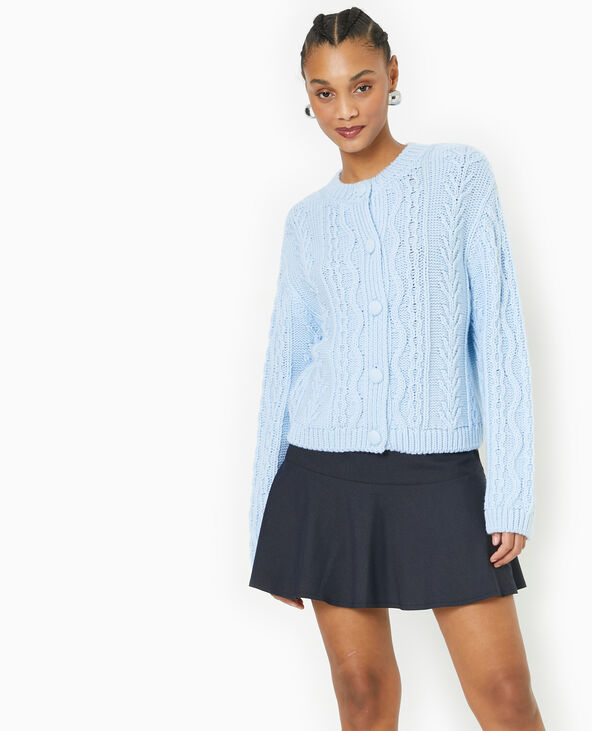 Gilet en maille fantaisie bleu - Pimkie
