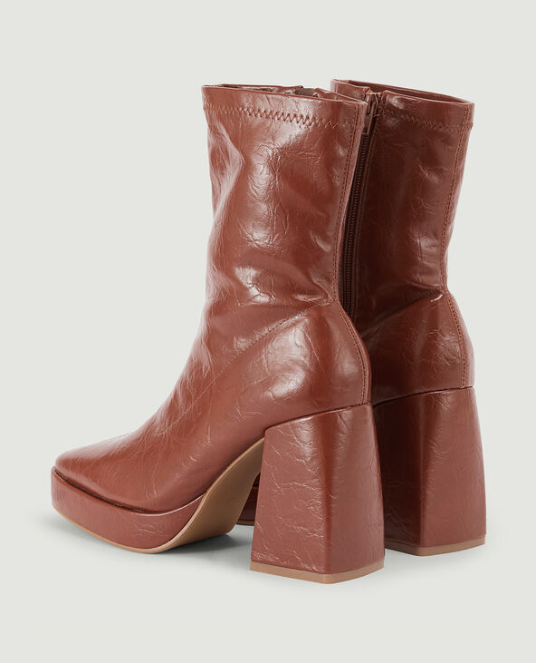 Boots plateforme talons carrés taupe - Pimkie
