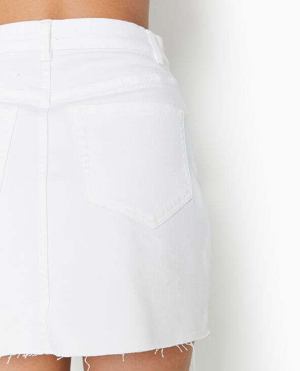 Jupe courte en jean avec bas coupé blanc - Pimkie