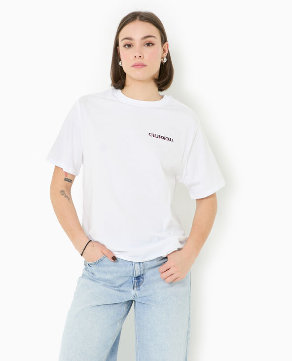 T-shirt ample avec print poitrine et dos blanc - Pimkie