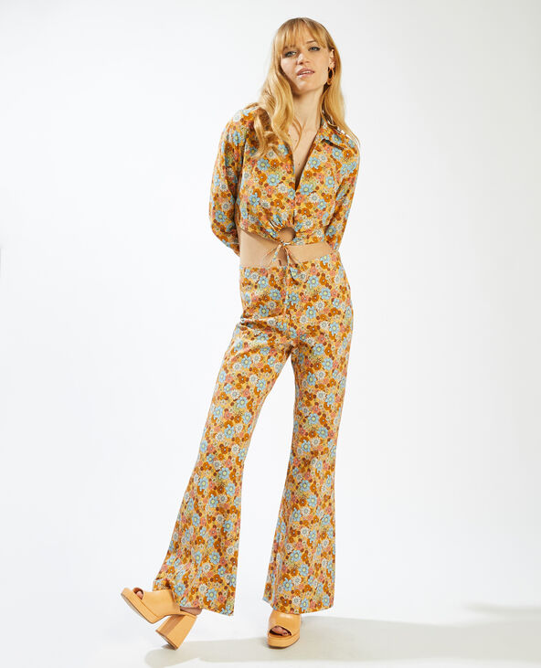 Pantalon flare fleuri orange - Pimkie