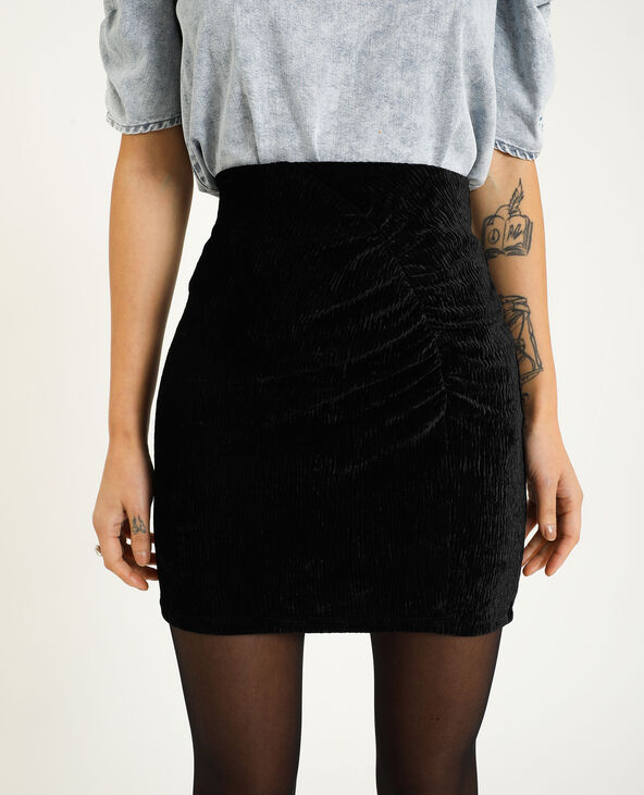 Jupe courte en velours noir - Pimkie
