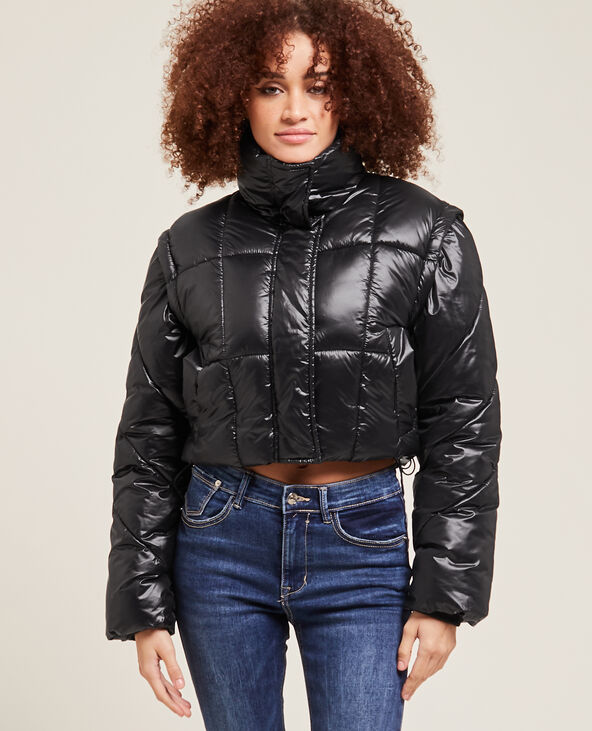 Doudoune courte manches amovibles noir - Pimkie
