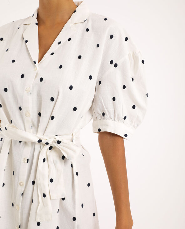 Robe chemisier manches bouffantes blanc - Pimkie