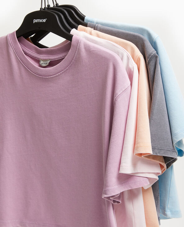 T-shirt court en coton épais effet délavé corail - Pimkie