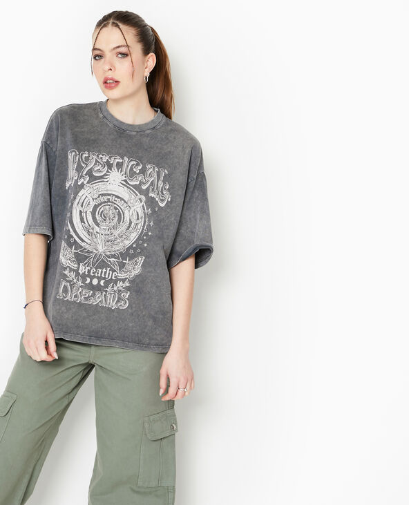 T-shirt oversize avec print gris foncé - Pimkie