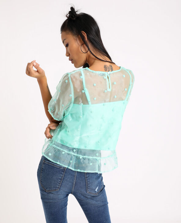 Top en organza bleu turquoise - Pimkie