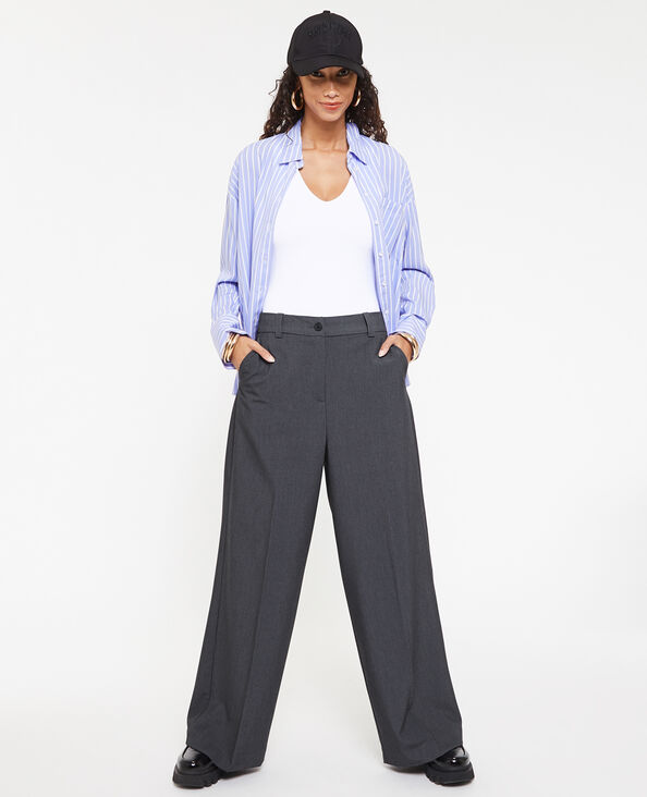 Pantalon large taille haute gris foncé - Pimkie
