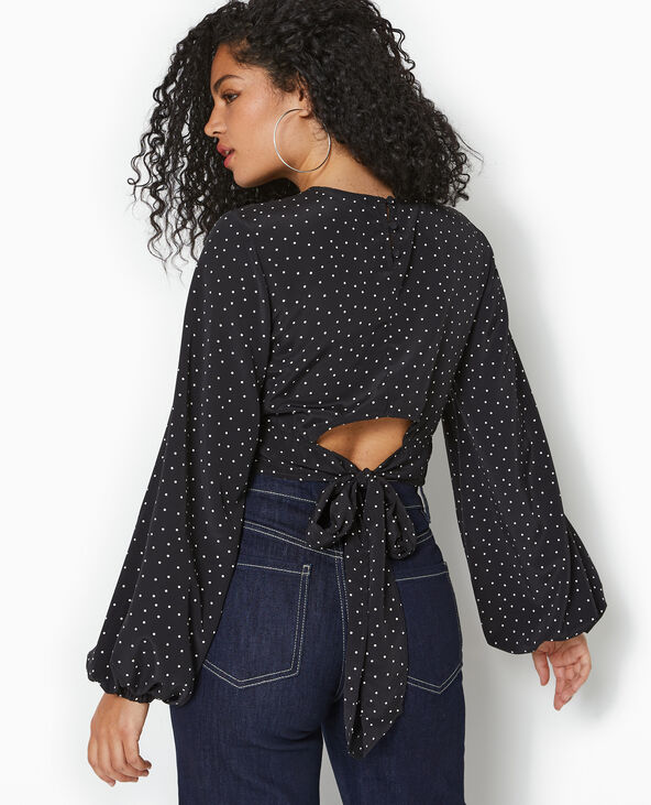 Blouse avec découpe dos et nœud noir - Pimkie