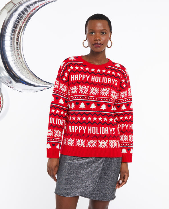 Pull de Noël façon jacquard orange - Pimkie