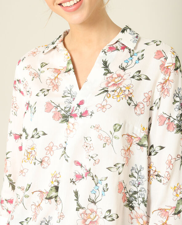 Chemisier à fleurs blanc - Pimkie