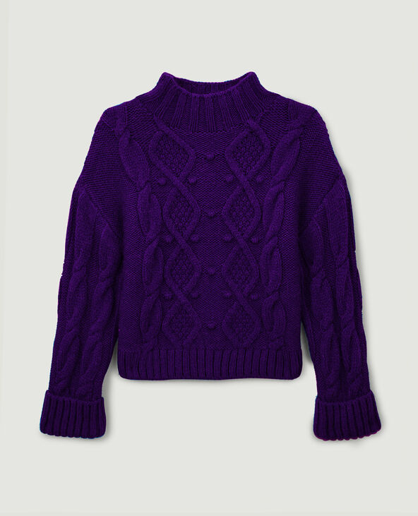 Pull maille fantaisie col montant violet - Pimkie