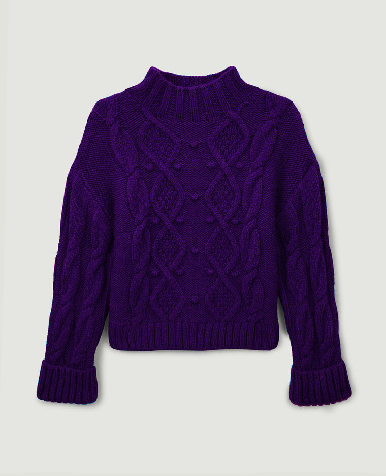 Pull maille fantaisie col montant violet - Pimkie