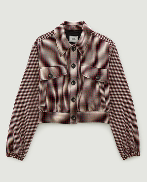 Veste cropped à carreaux camel - Pimkie