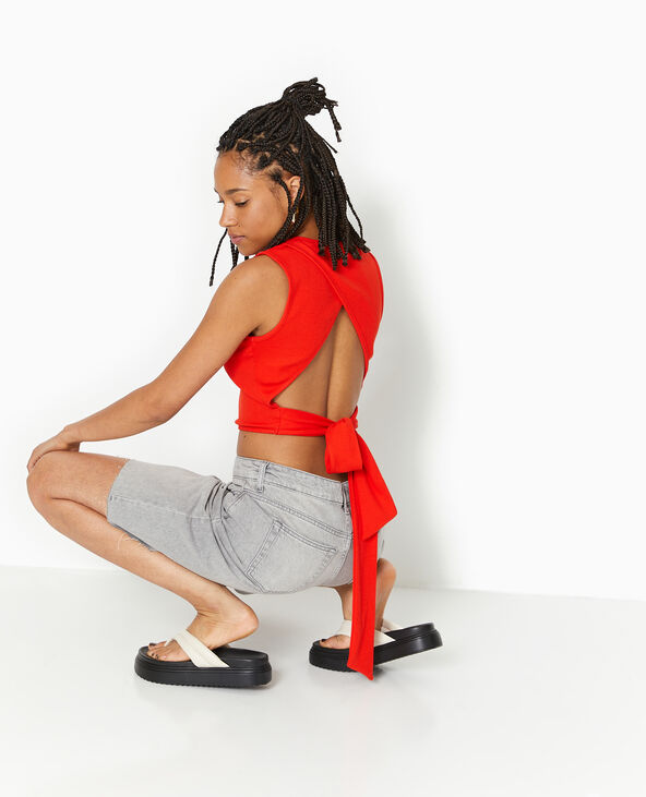 Débardeur en maille côtelée avec cut-out dos rouge - Pimkie