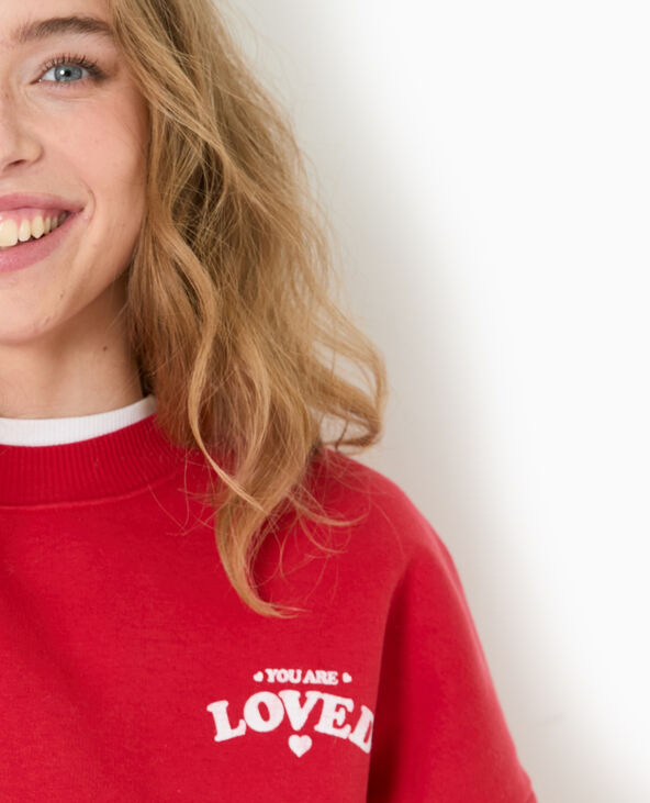 Sweat oversize avec print poitrine et dos  rouge - Pimkie