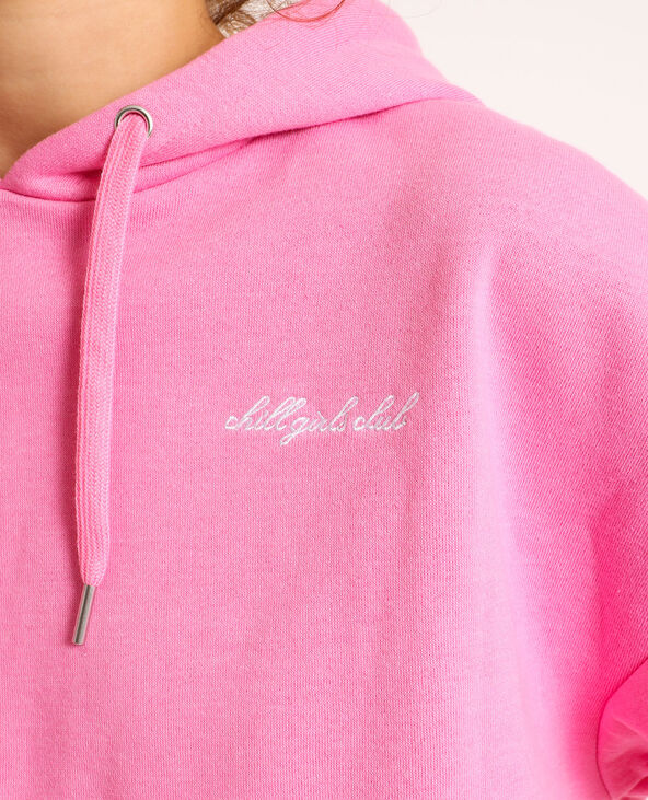 Sweat cropped à capuche rose clair - Pimkie
