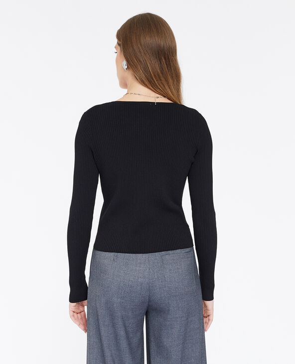Gilet fin en maille côtelée noir - Pimkie