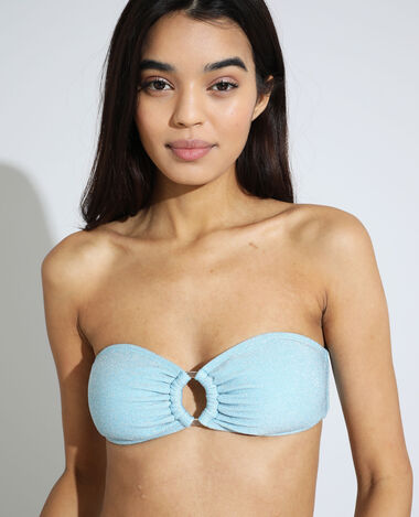 Haut de maillot de bain bandeau pailleté bleu marine - Pimkie