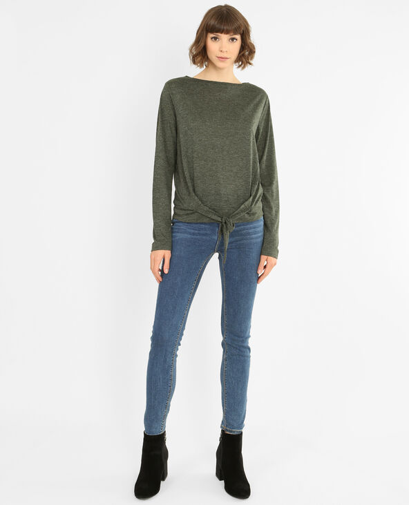 T-shirt à nouer vert foncé - Pimkie