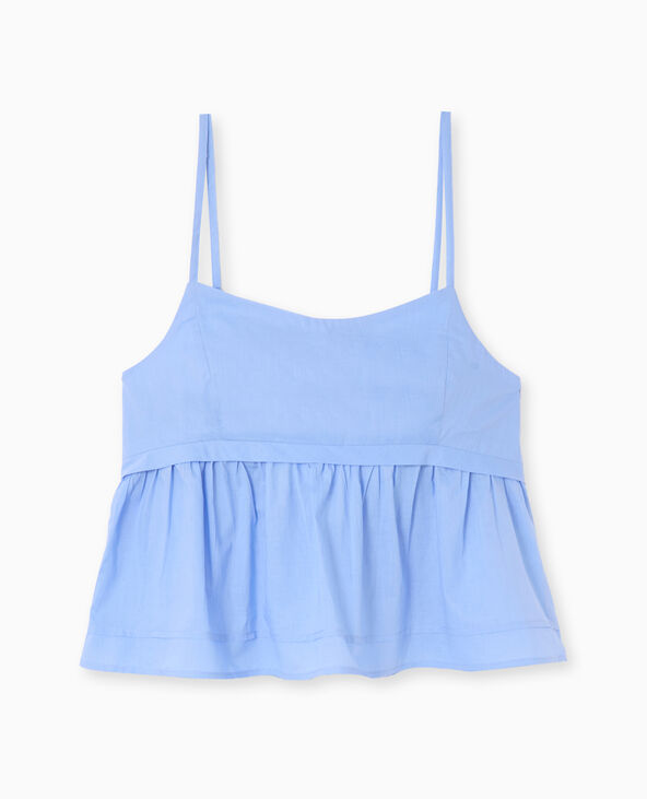 Top à bretelles avec volant bleu - Pimkie