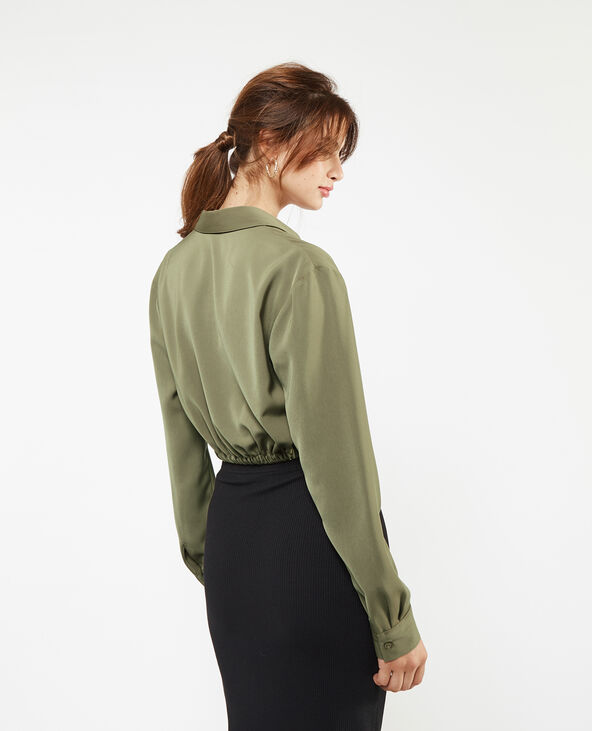 Blouse courte effet cache-cœur vert kaki - Pimkie