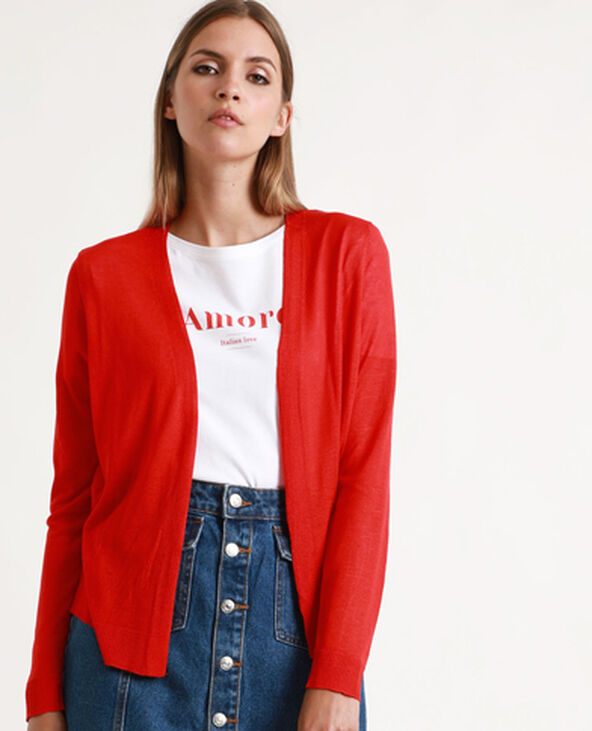 Gilet maille fine rouge - Pimkie