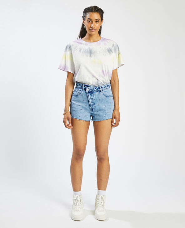 Short en jean avec strass bleu clair - Pimkie