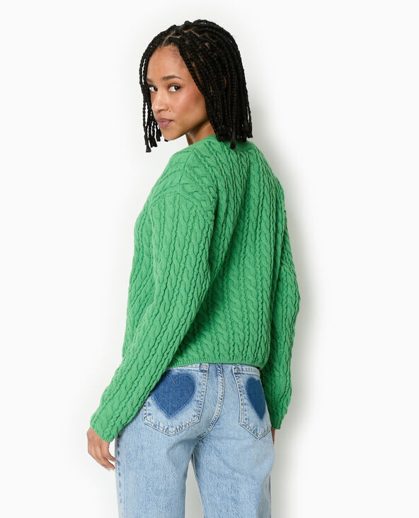 Pull en maille torsadée vert olive - Pimkie