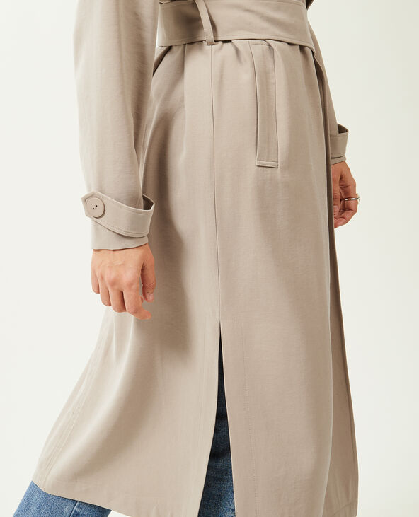 Trench long en tissu fluide écru - Pimkie