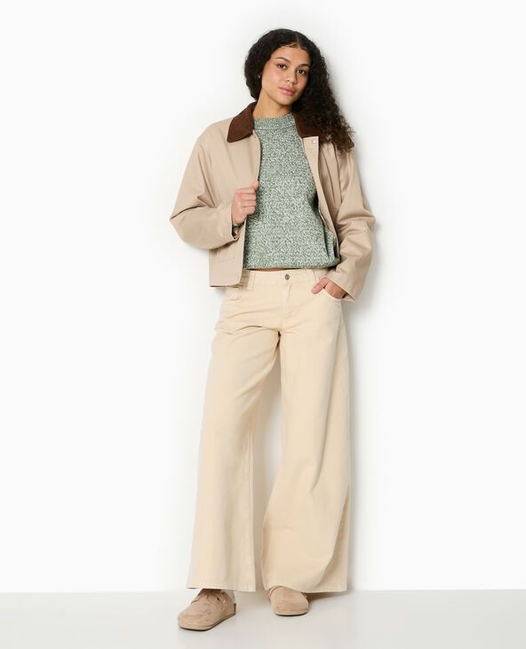 Pull oversize en maille moulinée vert kaki - Pimkie