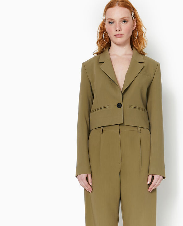 Veste blazer courte vert kaki - Pimkie