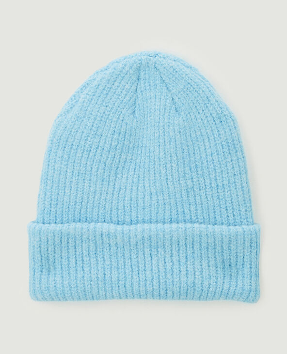 Bonnet avec revers bleu turquoise - Pimkie