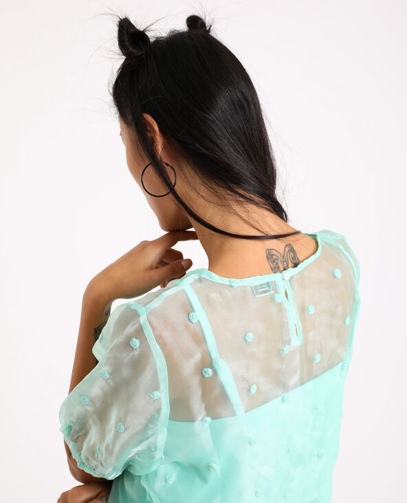 Top en organza bleu turquoise - Pimkie