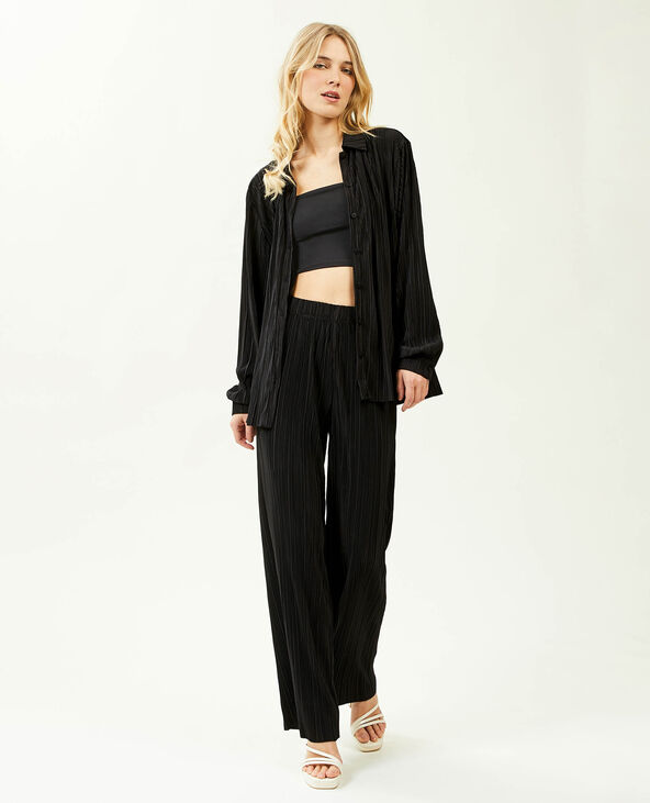 Pantalon large plissé store noir