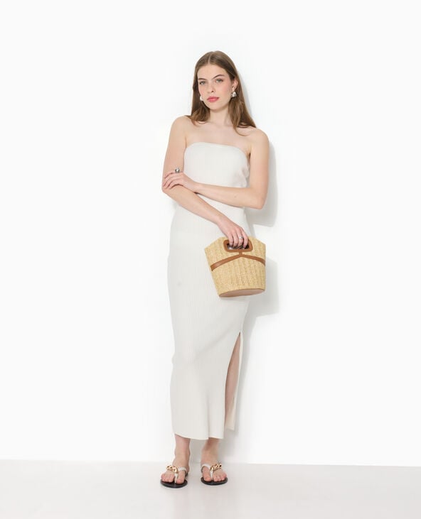 Robe longue bustier en maille côtelée blanc - Pimkie