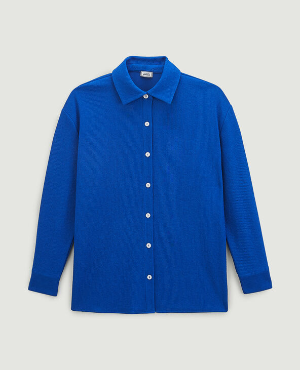 Chemise oversize maille reliefée bleu électrique - Pimkie