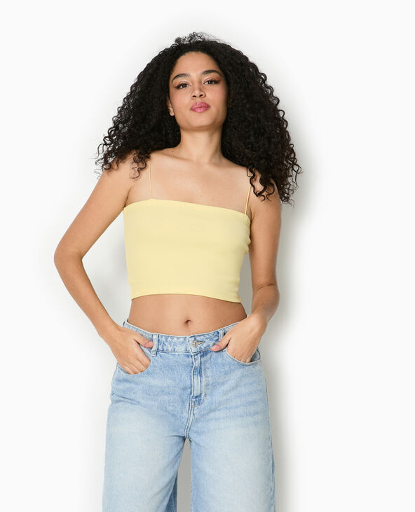 Top bandeau court avec bretelles fines Jaune pâle - Pimkie
