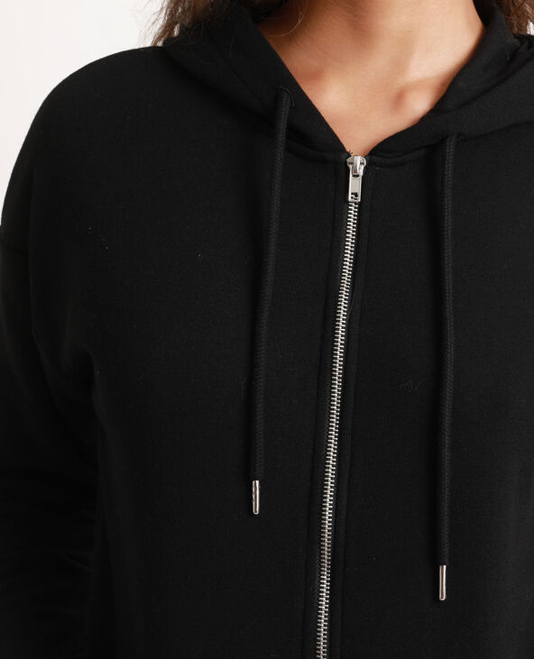 Sweat à capuche zippé noir - Pimkie