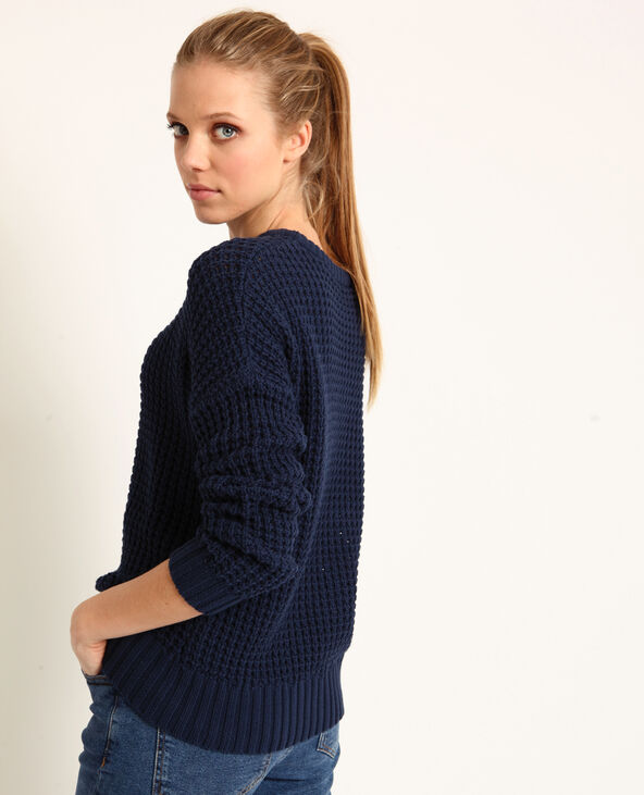 Pull à grosse maille bleu foncé - Pimkie