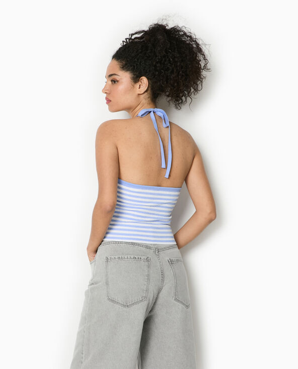 Top dos-nu court rayé bleu - Pimkie