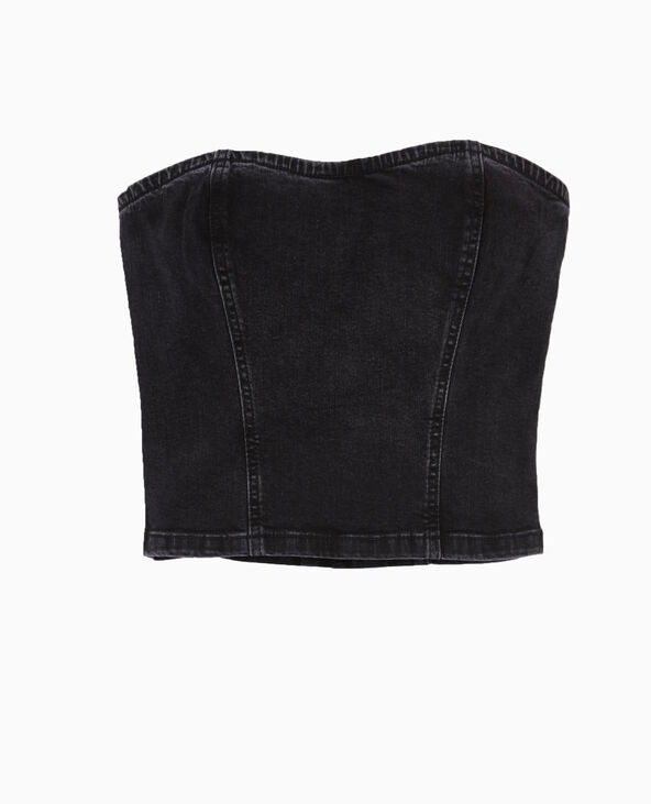 Top bustier en jean stretch noir - Pimkie